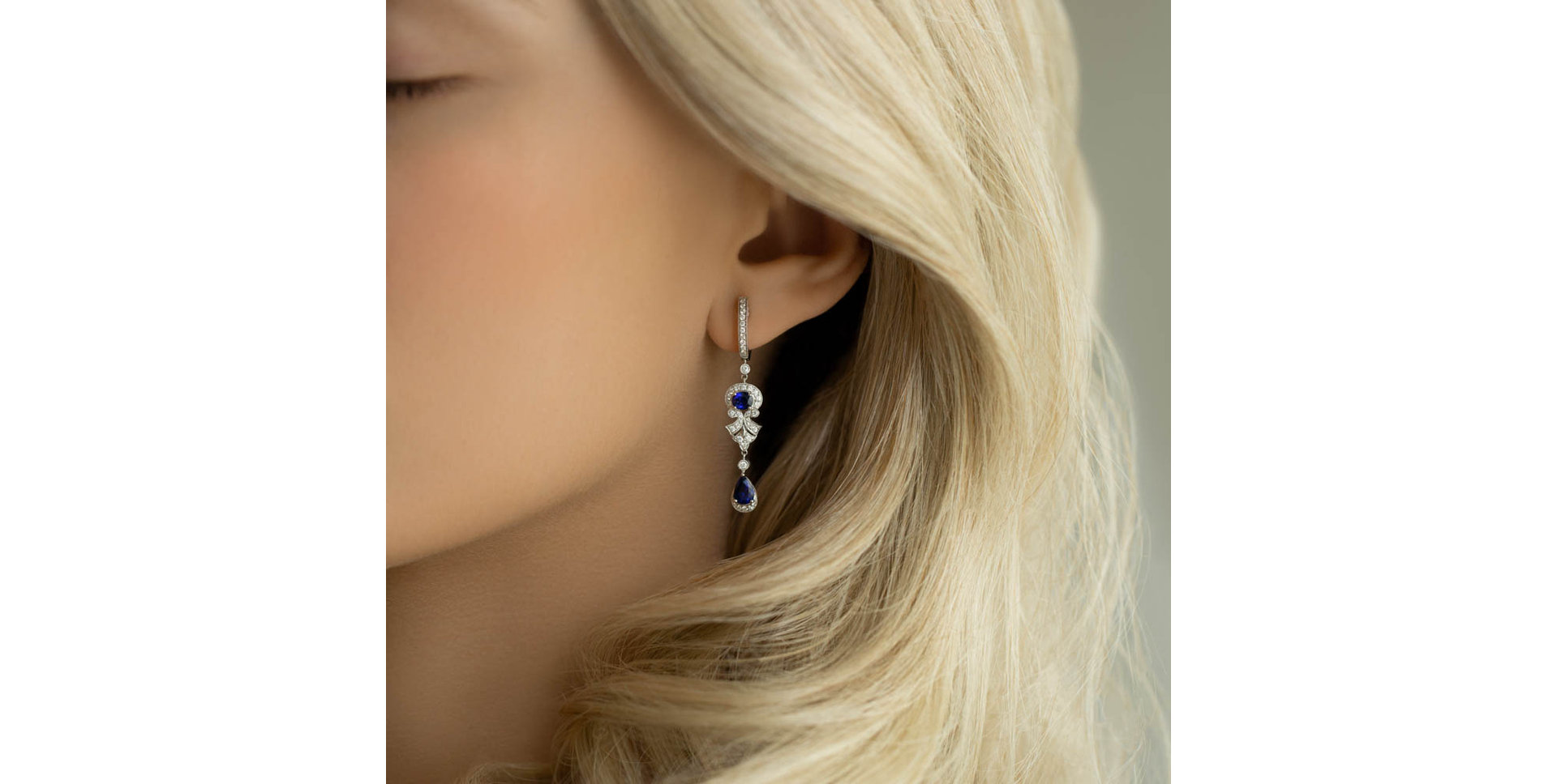 Diamond earrings with Sapphire Sapphire lady