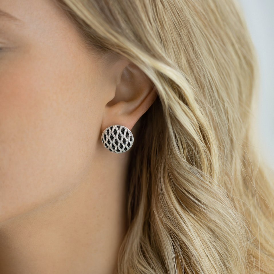 Earrings with black and white diamonds Brilliant Wheels
