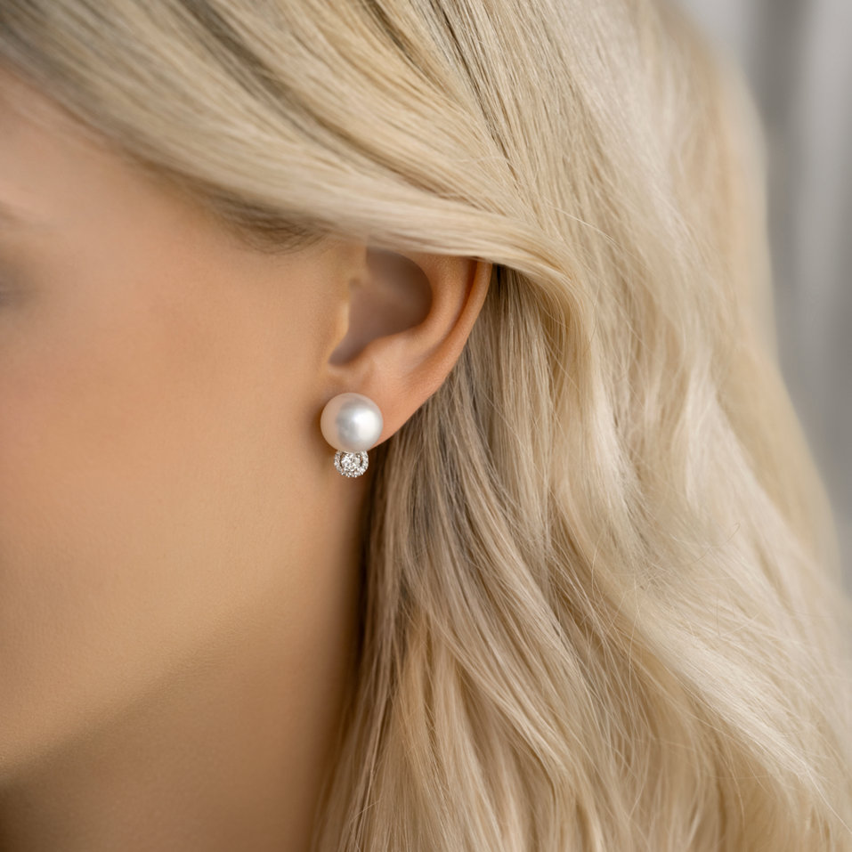 Diamond earrings with Pearl Ocean Pearl Glory