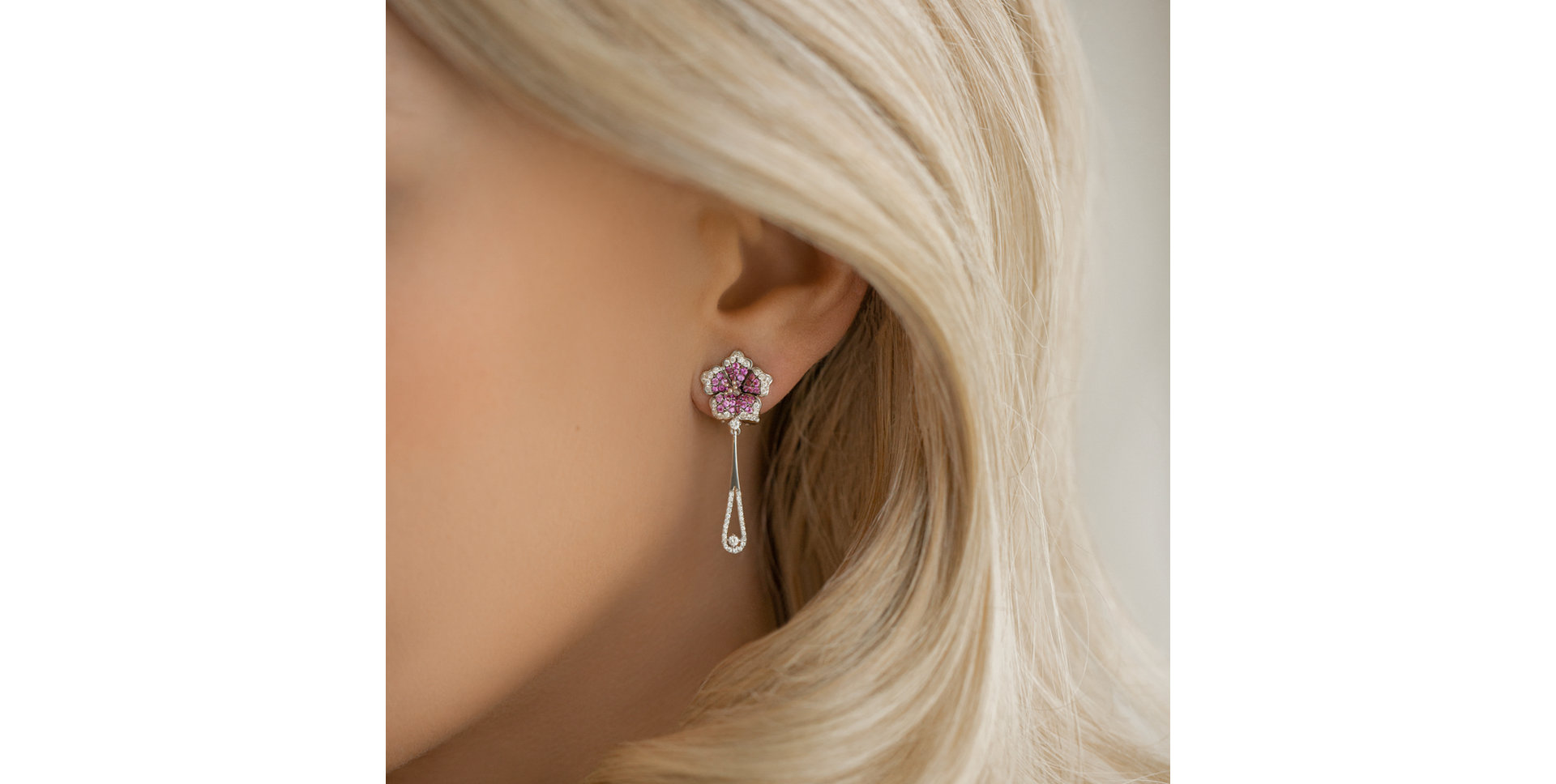 Diamond earrings and Sapphire Miss Flora