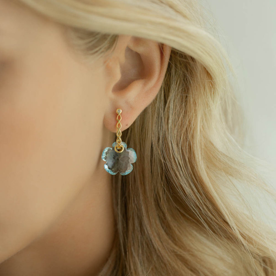 Diamond earrings with Topaz Happy Daisy