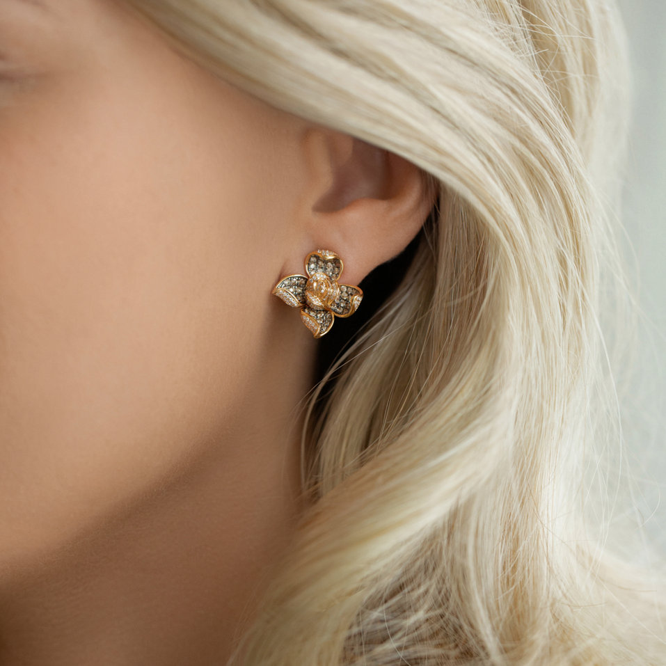 Earrings with brown and white diamonds Luciana