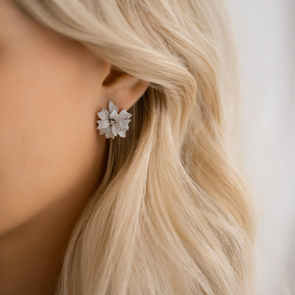 Earrings with brown diamonds Celestial Rose