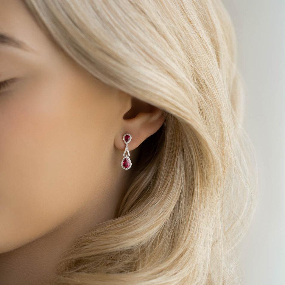 Diamond earrings and Ruby Ruby Woman