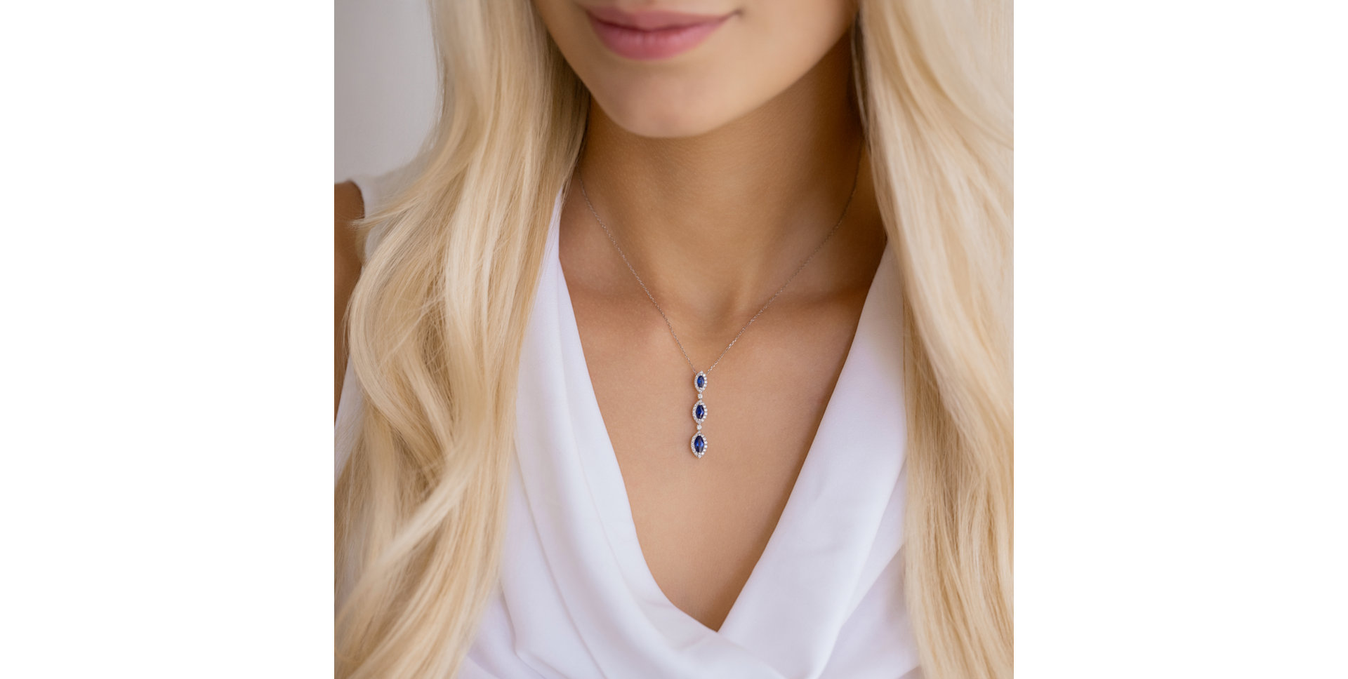 Diamond pendant with Sapphire Raindrops of Eden