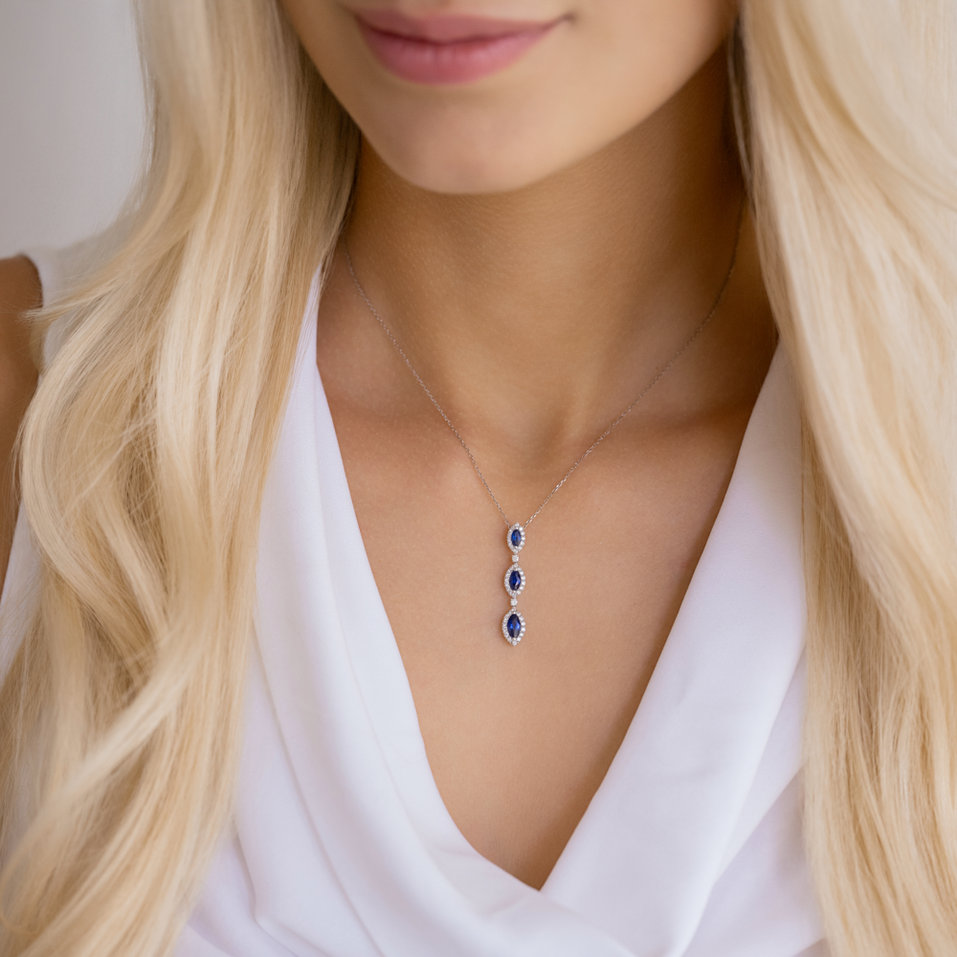 Diamond pendant with Sapphire Raindrops of Eden