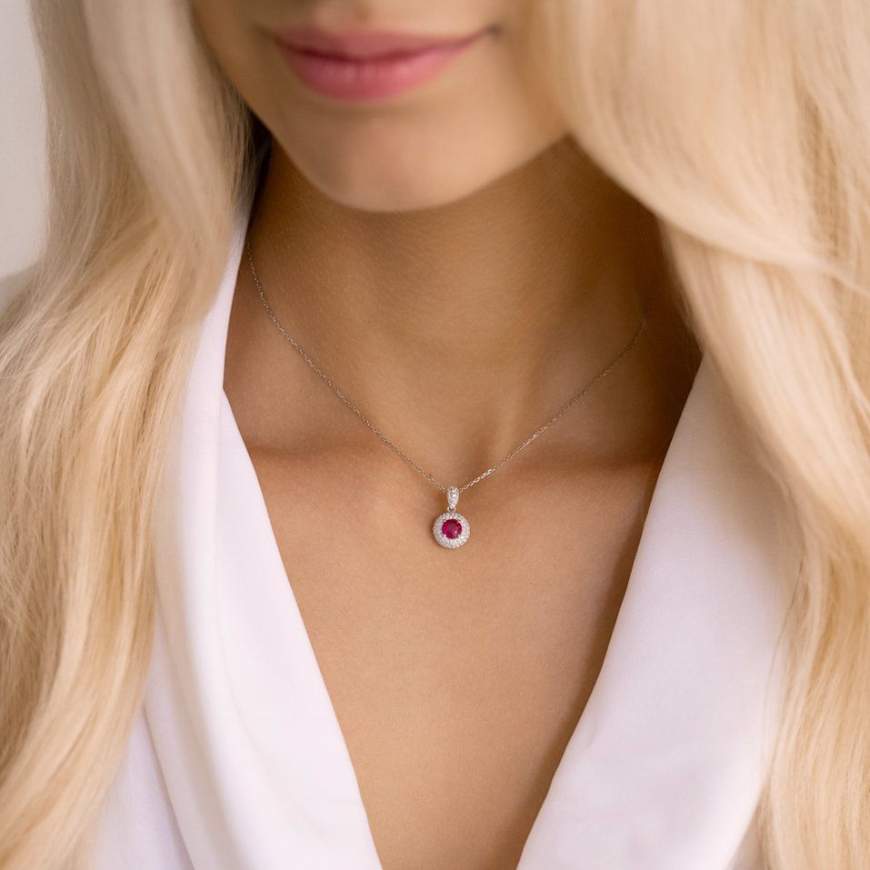 Diamond pendant with Ruby Israeli