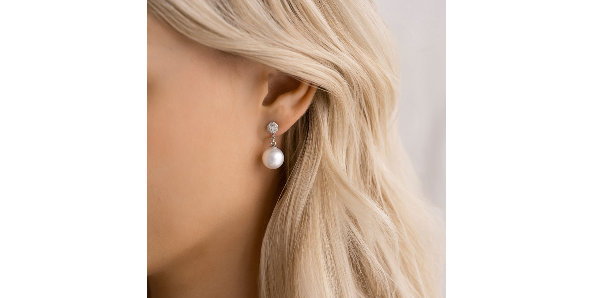 Diamond earrings with Pearl Crystal Sea