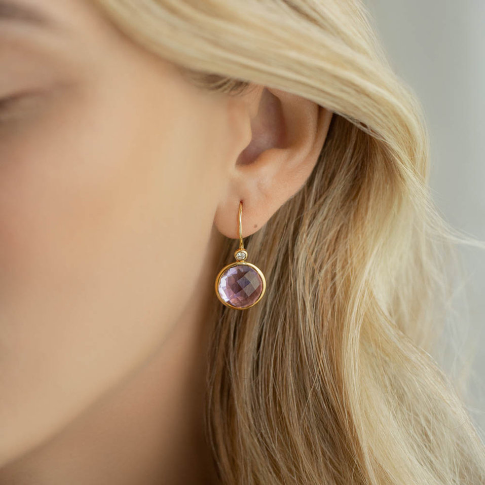 Diamond earrings with Amethyst Purple Divination