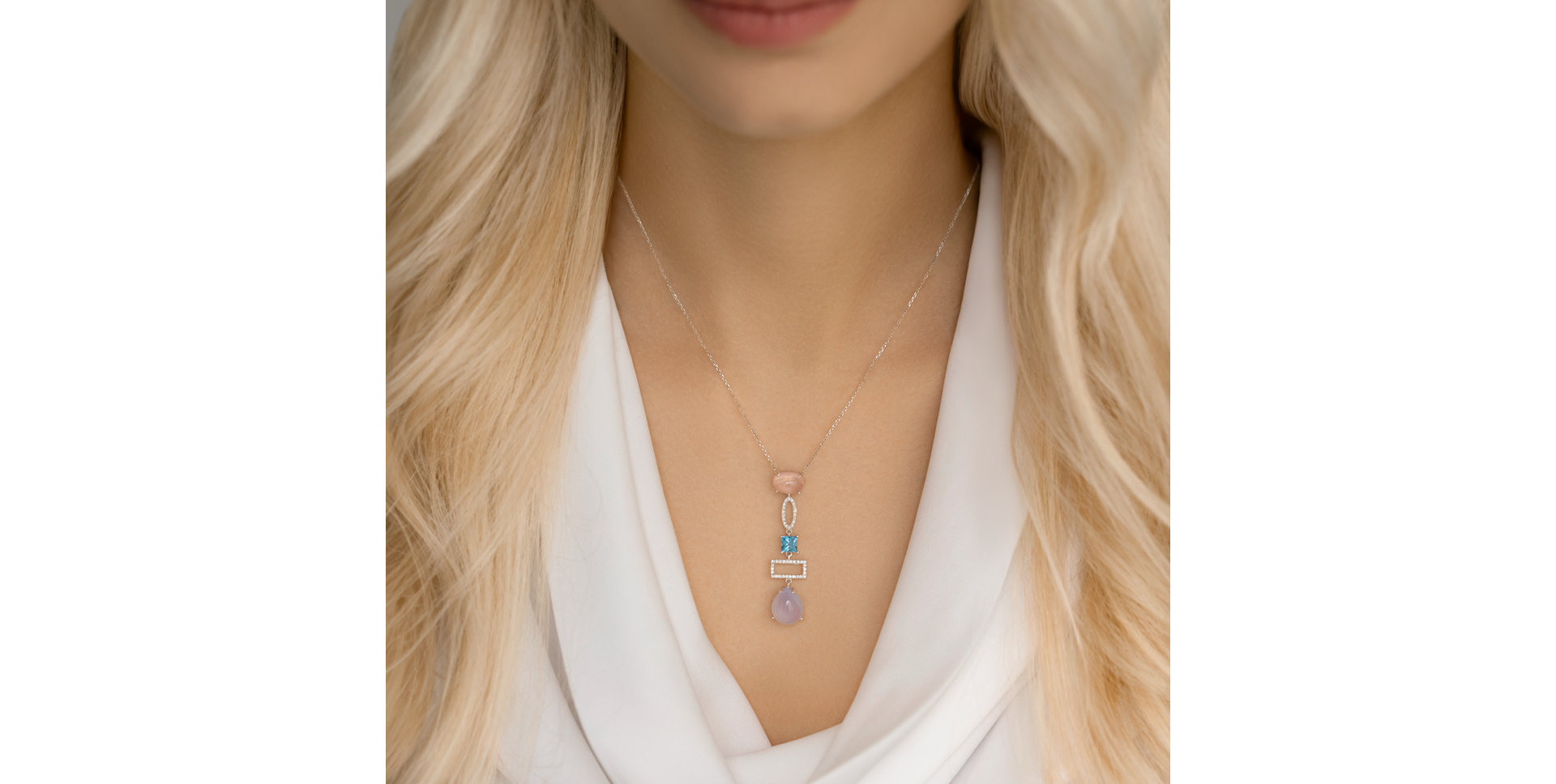 Diamond pendant with gemstones Abstract Performance