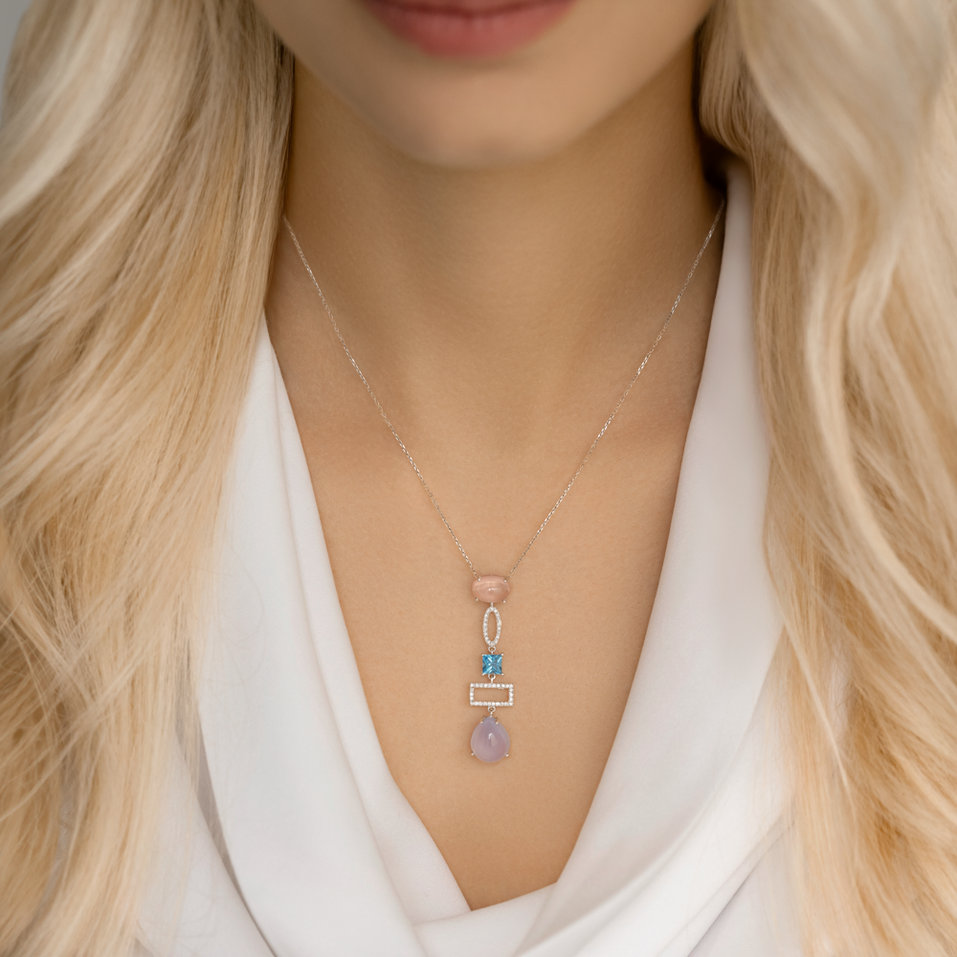 Diamond pendant with gemstones Abstract Performance