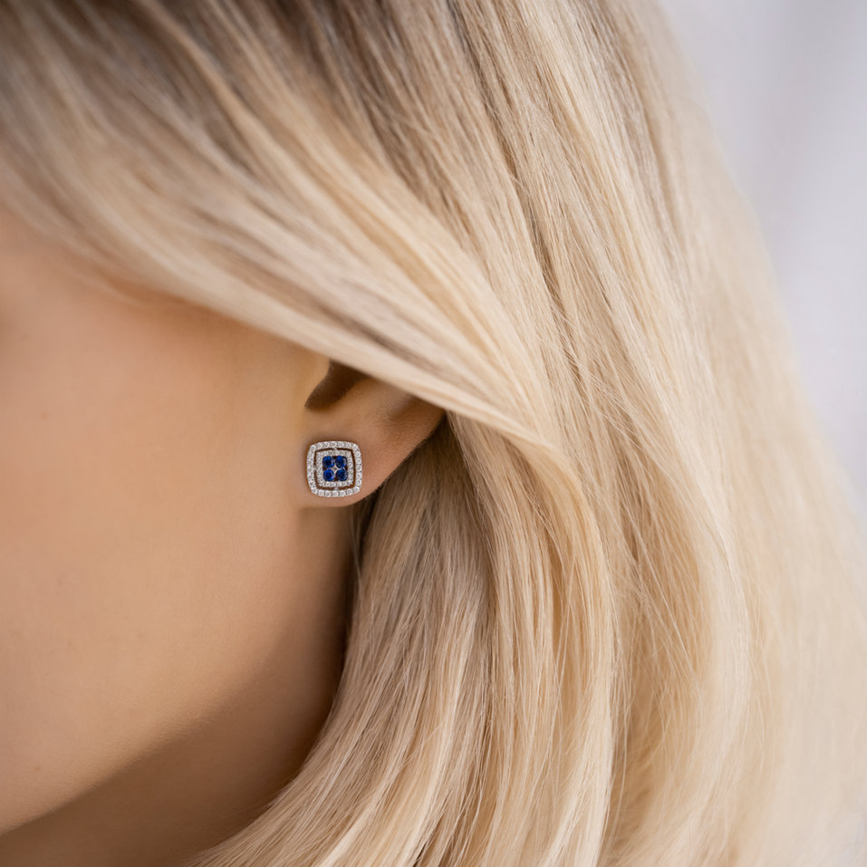 Diamond earrings and Sapphire Majestic Radiance
