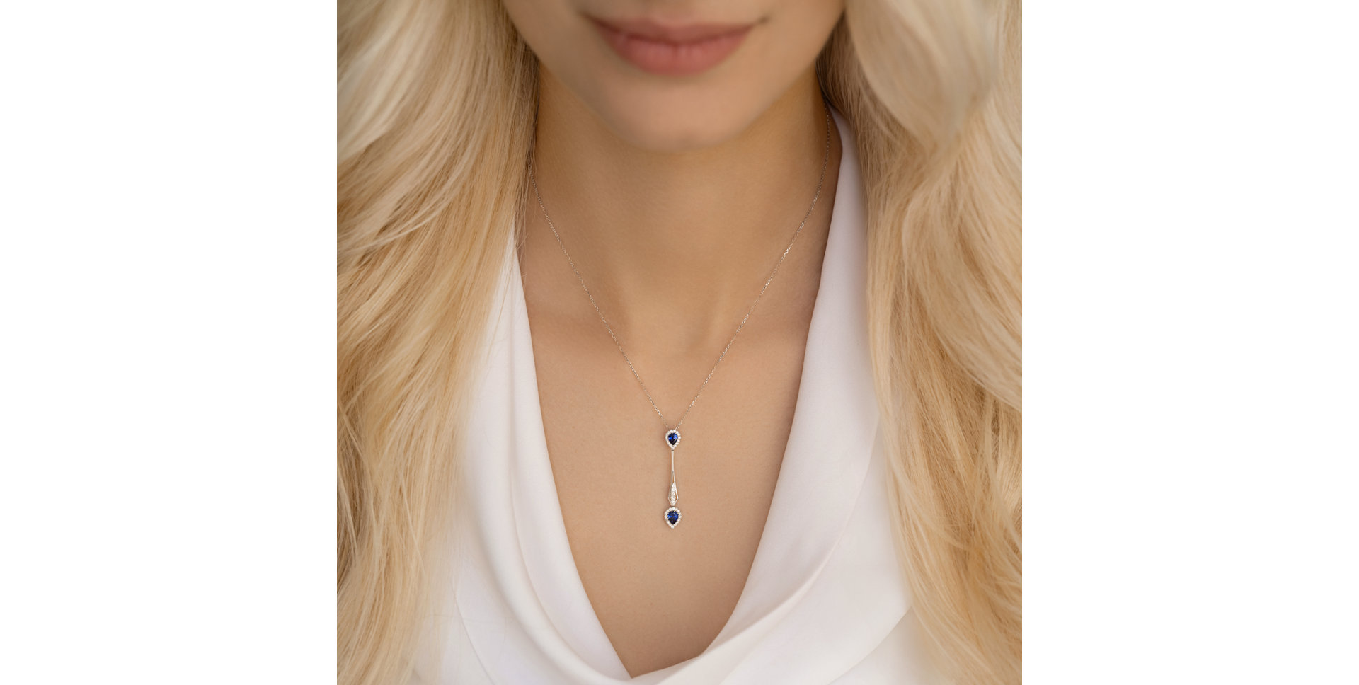 Diamond pendant with Sapphire The Key of Tears