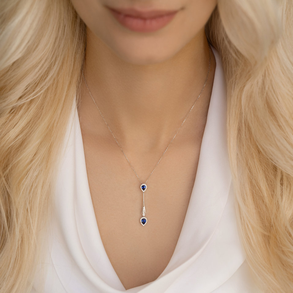 Diamond pendant with Sapphire The Key of Tears