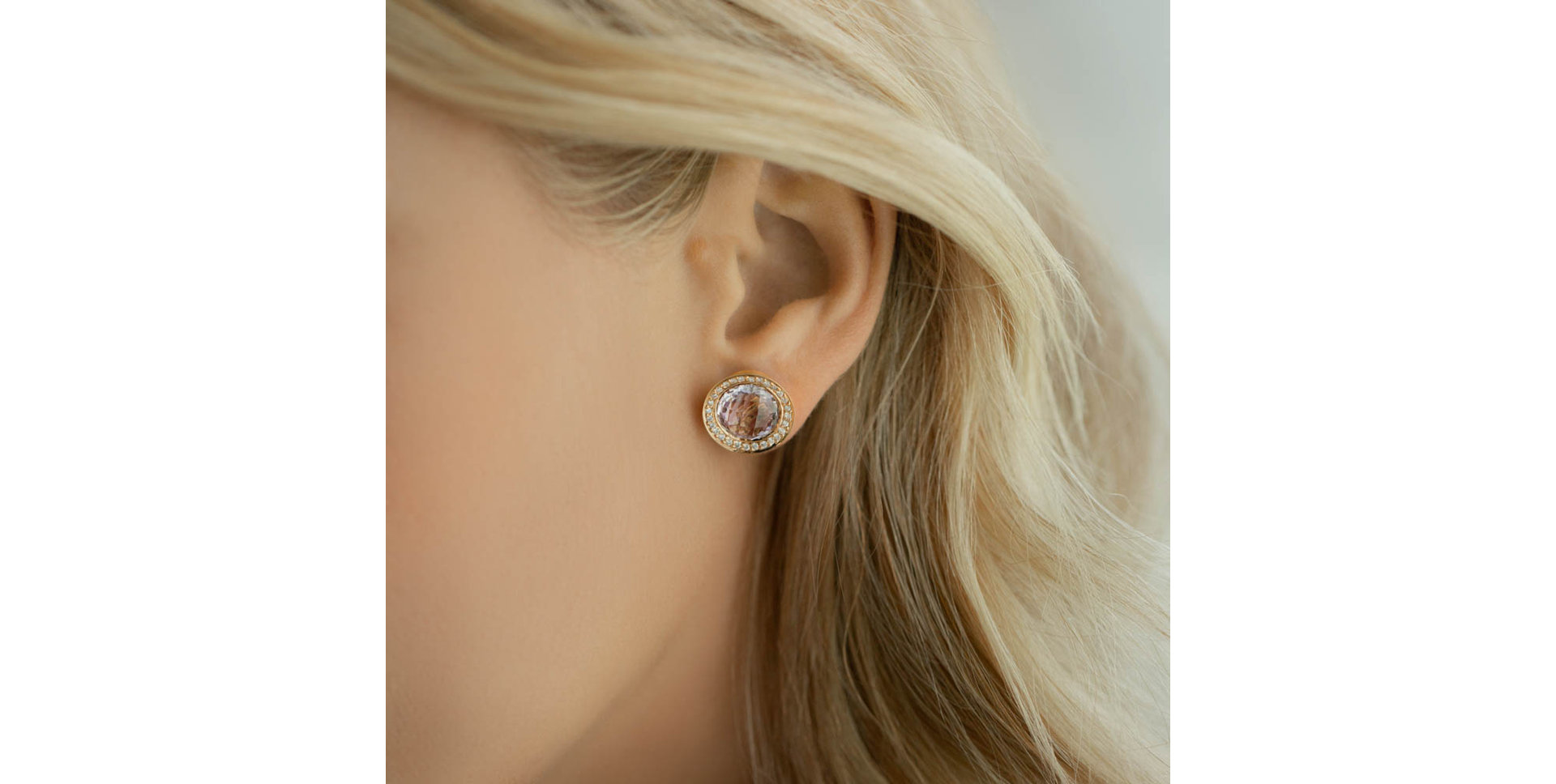 Diamond earrings with Amethyst Monde