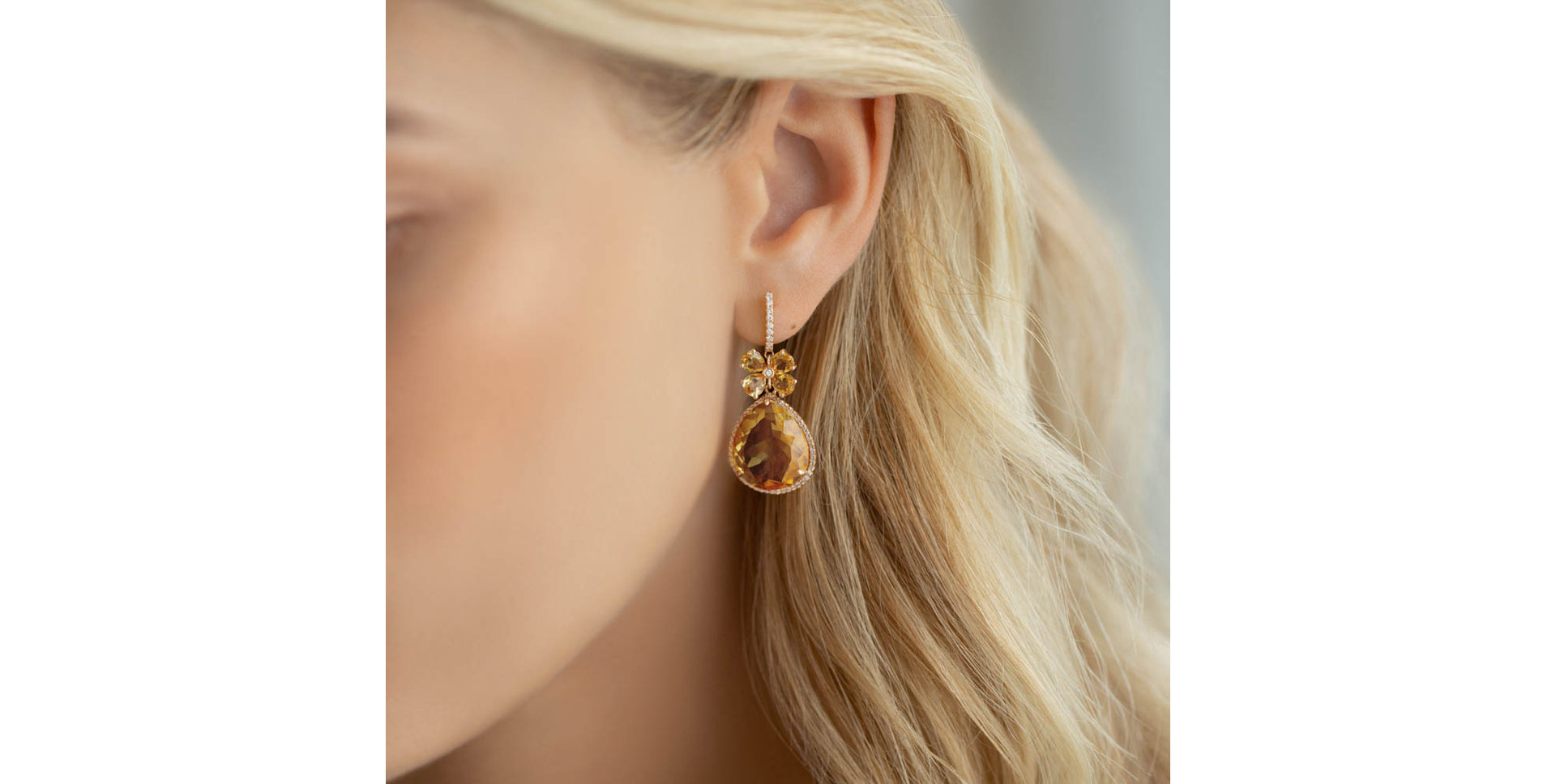 Diamond earrings with Citríne Freida