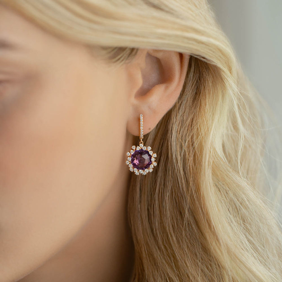 Diamond earrings with Amethyst Vera