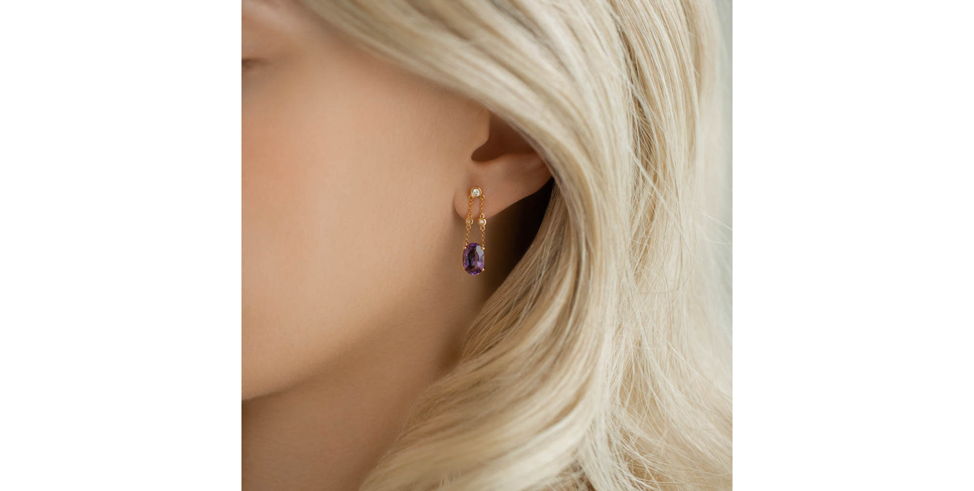 Diamond earrings with Amethyst Teressa
