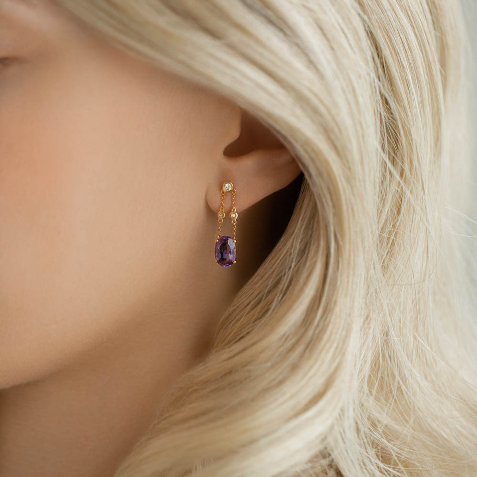 Diamond earrings with Amethyst Teressa