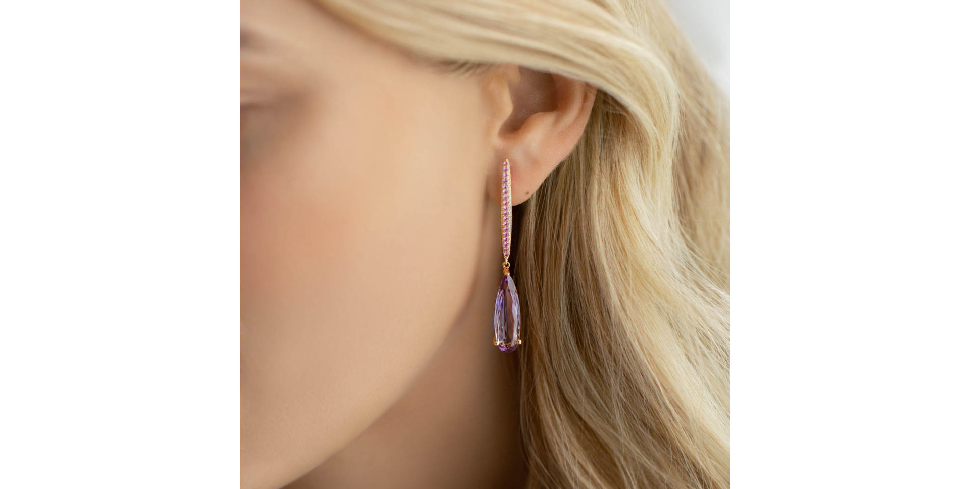 Diamond earrings with Amethyst and Sapphire Chanson
