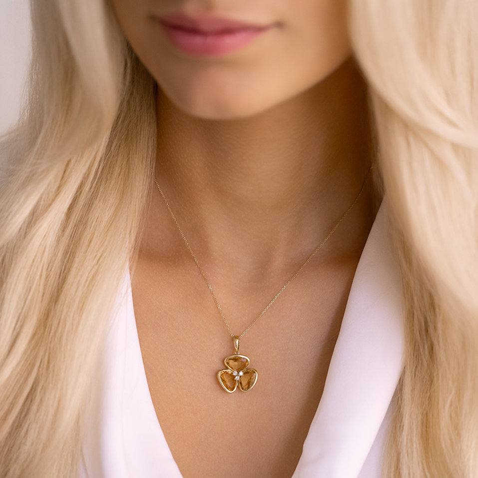 Diamond pendant with Citrine Zenon