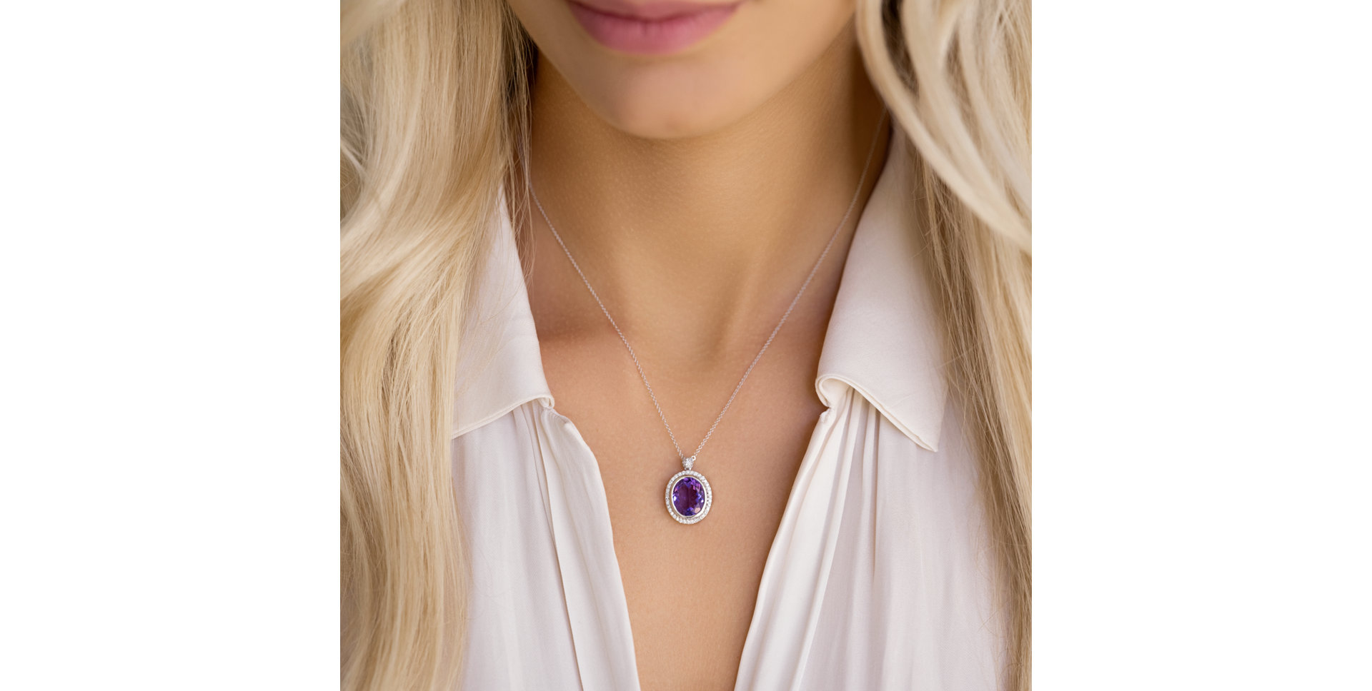 Diamond necklace with Topaz Alban