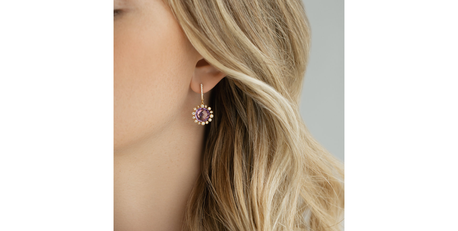 Diamond earrings with Amethyst Caroline