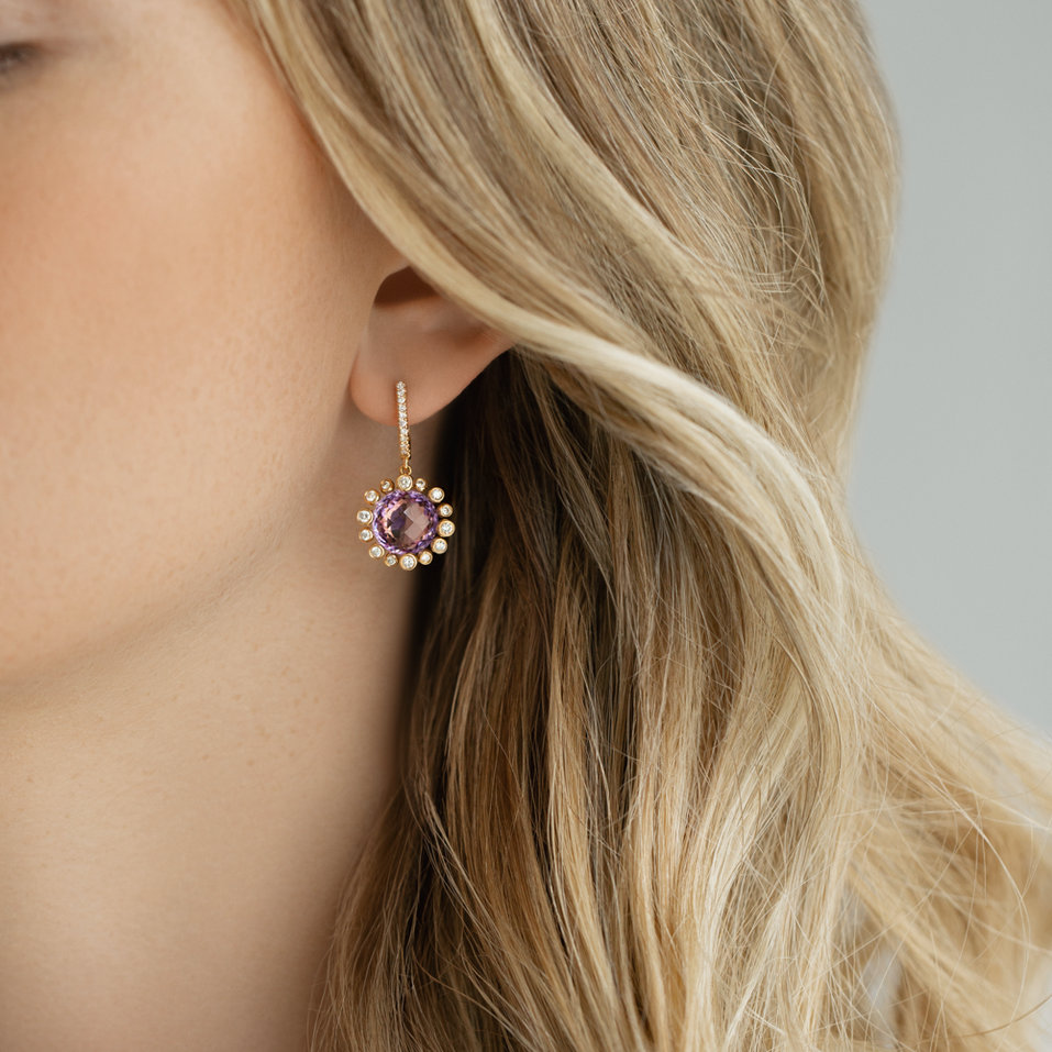 Diamond earrings with Quartz Caroline