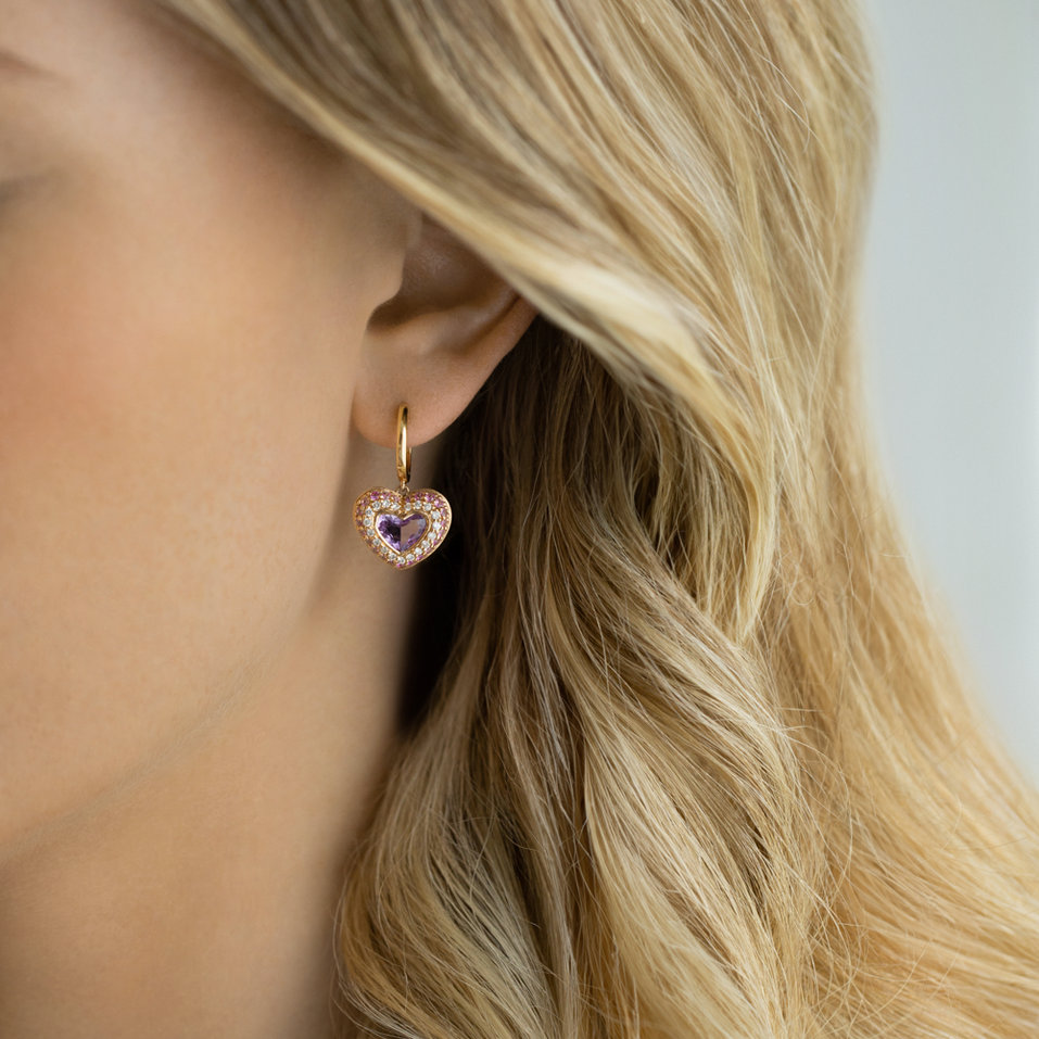 Diamond earrings, Sapphire and Amethyst Enid