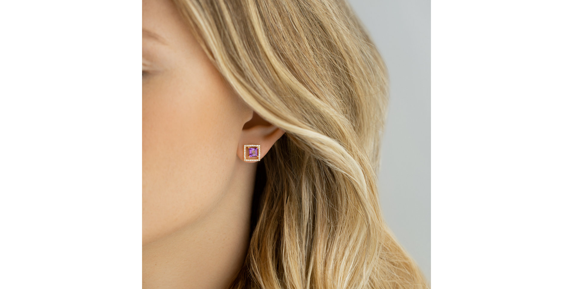 Diamond earrings with Amethyst Melancholy  Echo