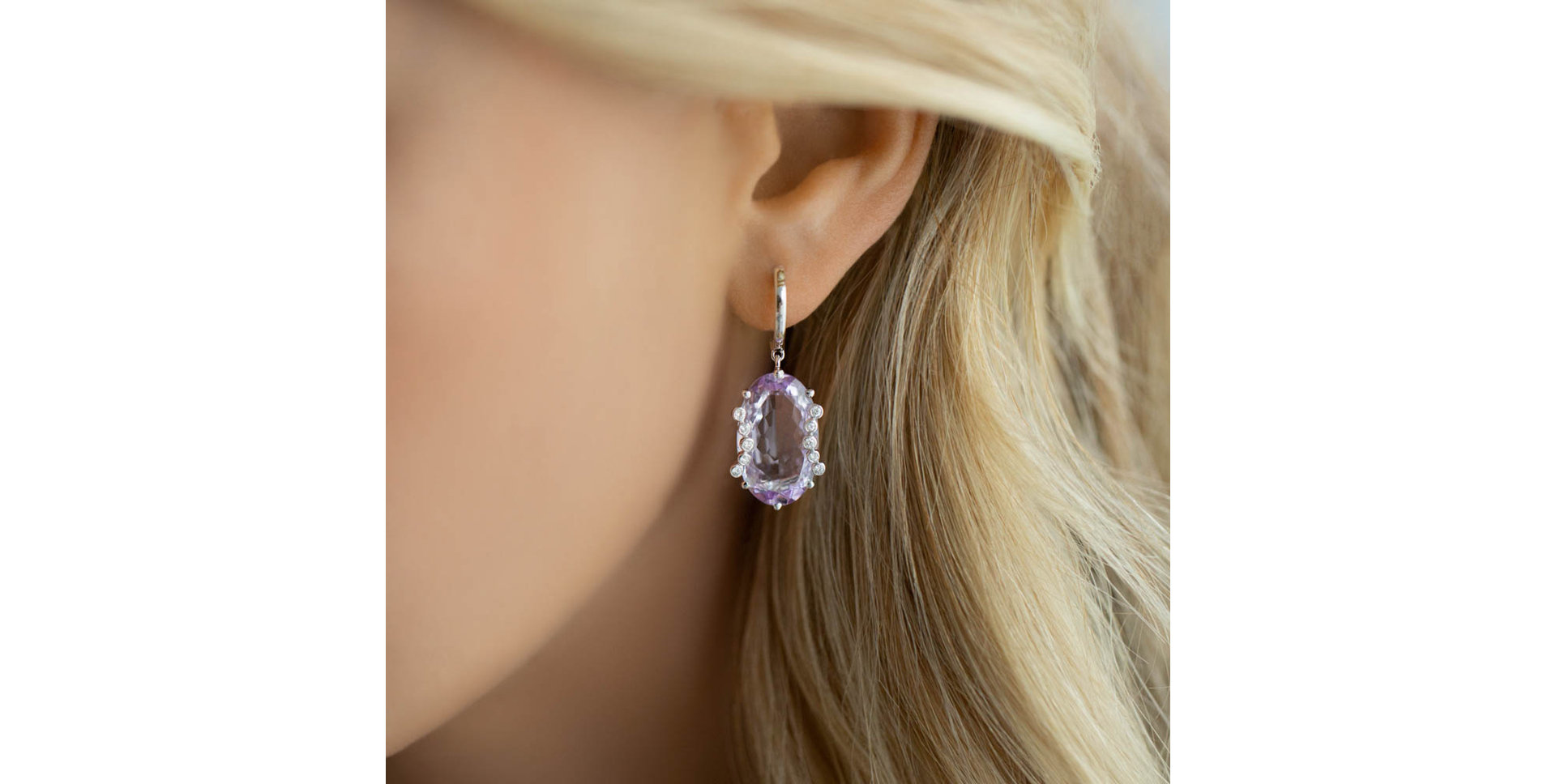 Diamond earrings with Amethyst Pink Mist