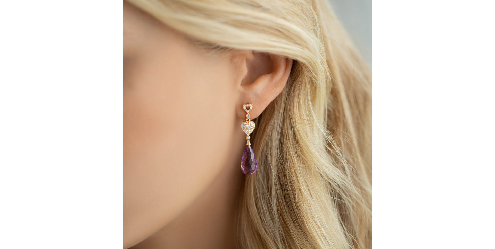 Diamond earrings with Amethyst Etta