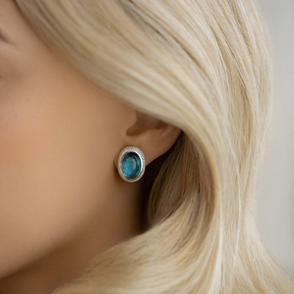 Diamond earrings with Topaz Lullabic Melody