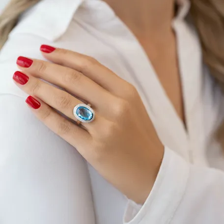 Diamond ring with Topaz Emory