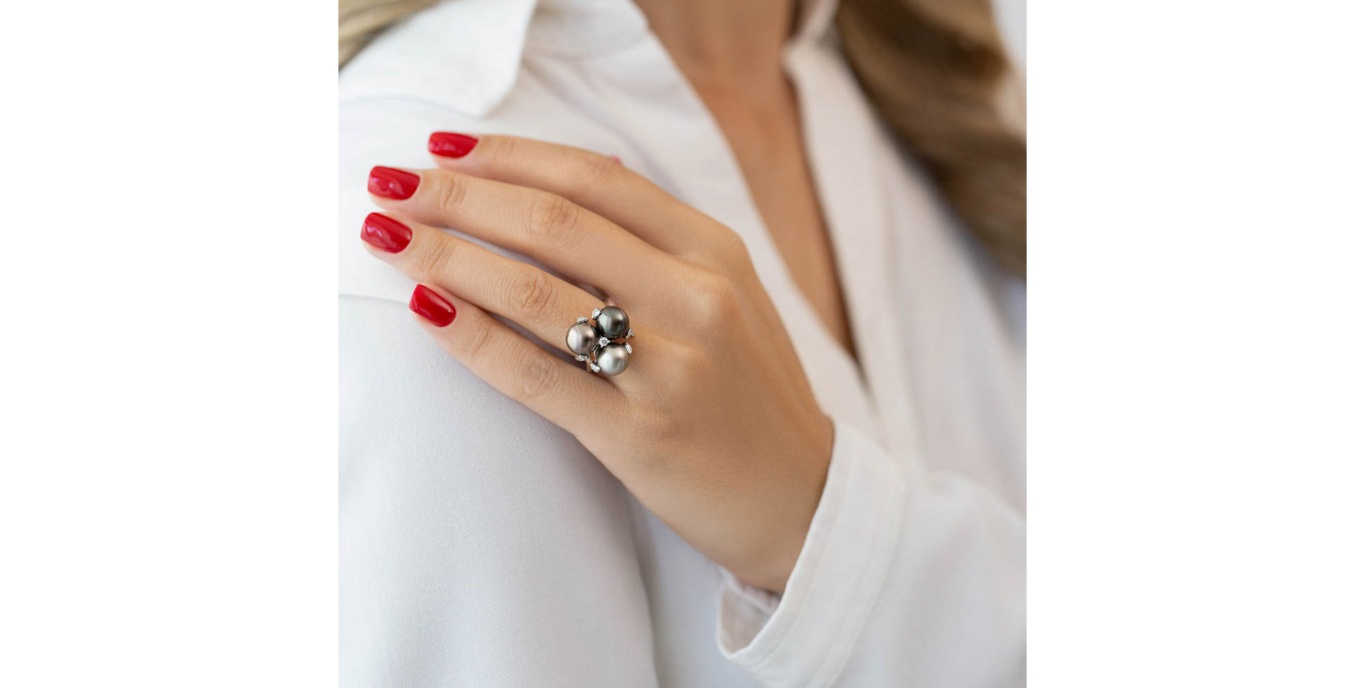 Diamond ring with Pearl Tahitian Beauty