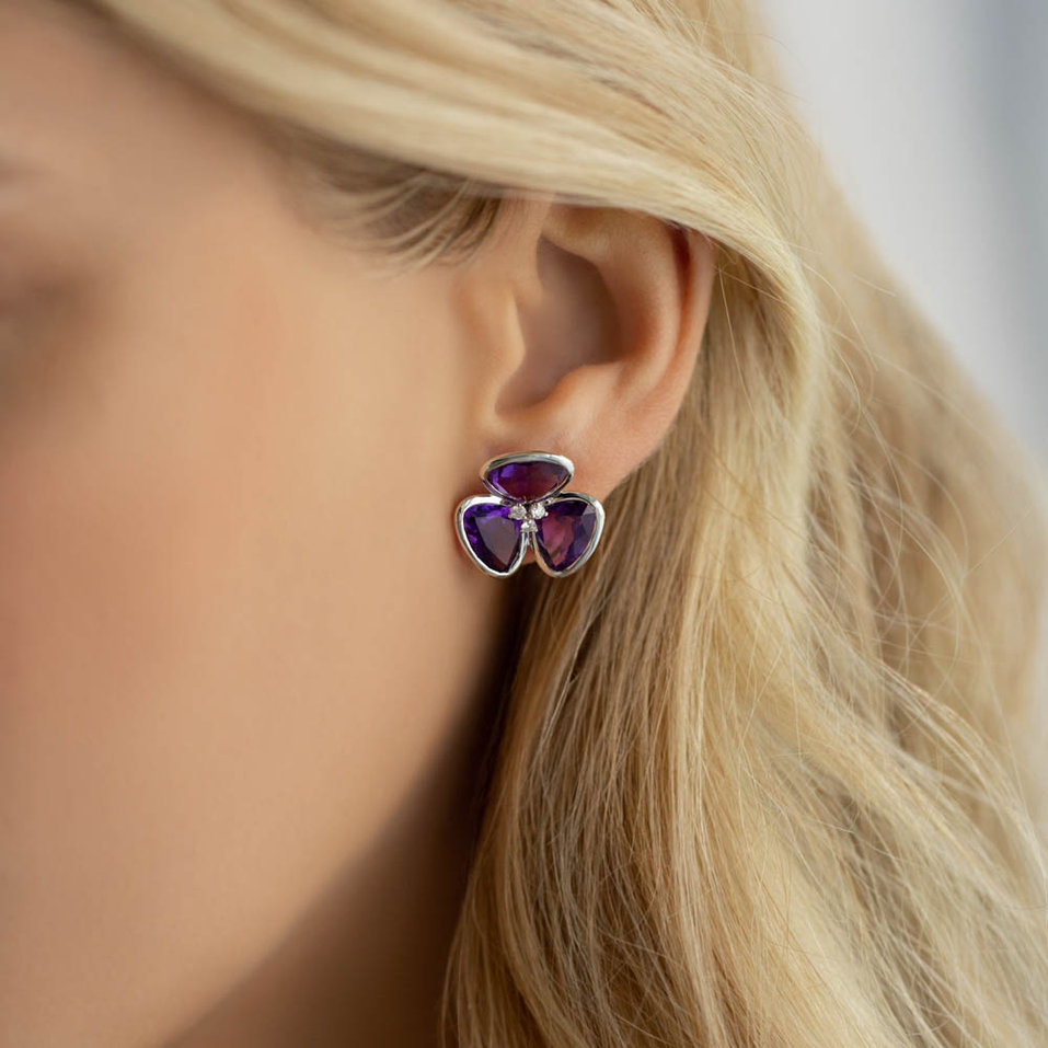 Diamond earrings with Amethyst Simon