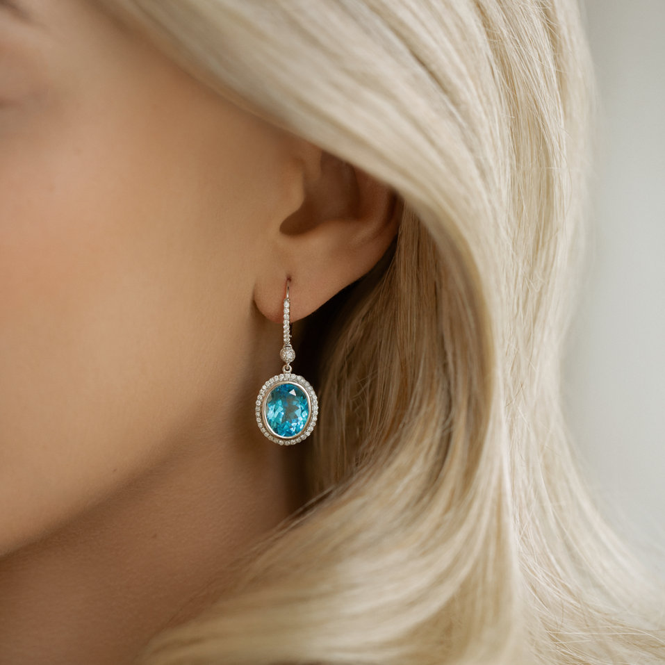 Diamond earrings with Topaz Penny