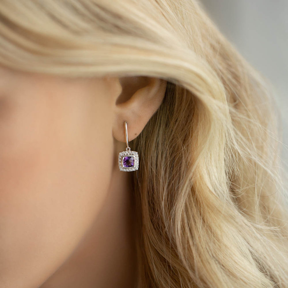 Diamond earrings with Quartz Morcant