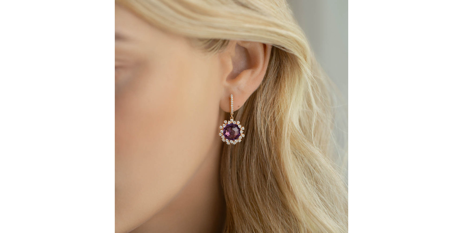 Diamond earrings with Amethyst Vera