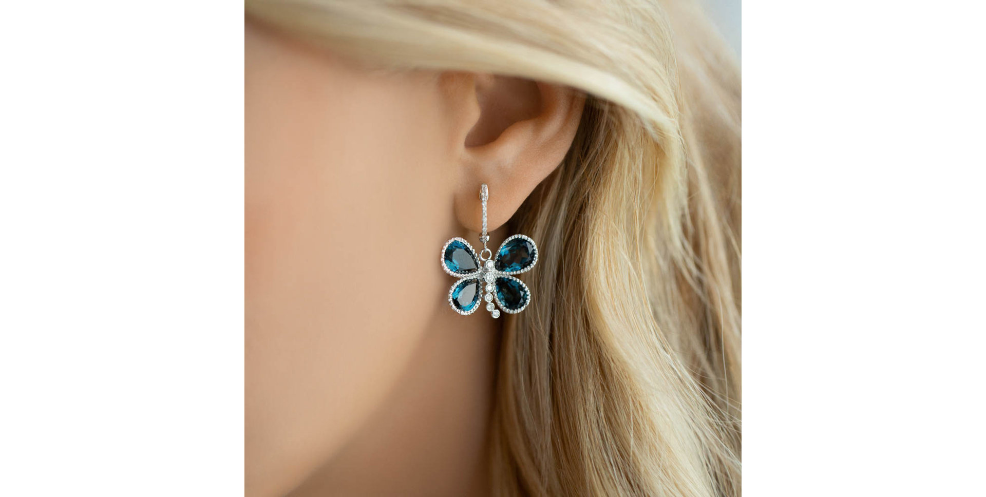 Diamond earrings and Topaz Fabien