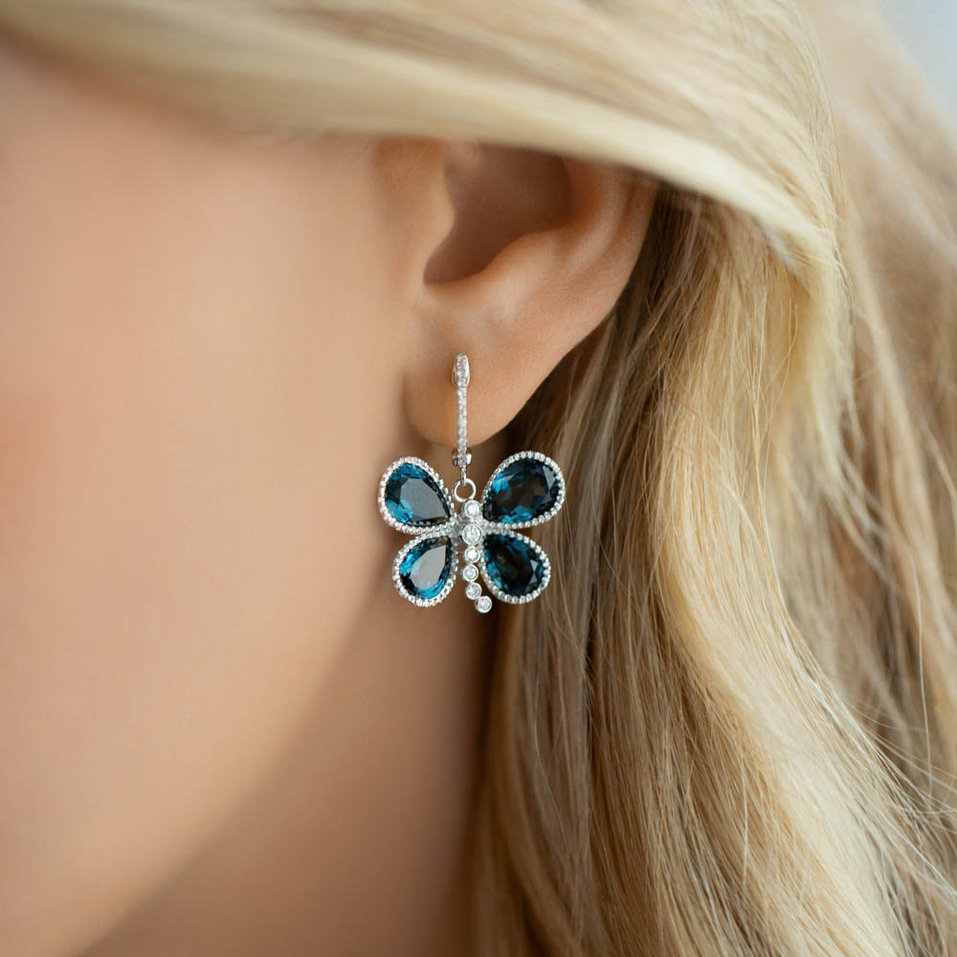 Diamond earrings and Topaz Fabien