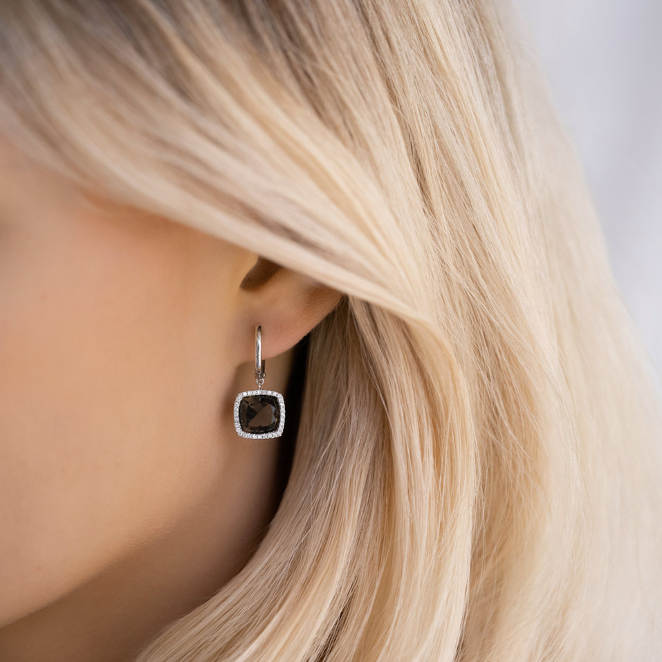 Diamond earrings with Amethyst Severed Fate
