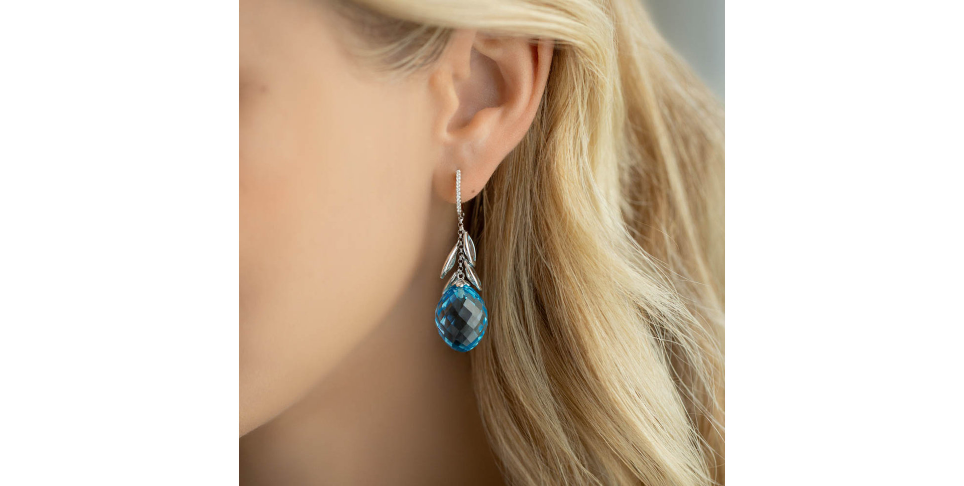 Diamond earrings with Topaz Persephone