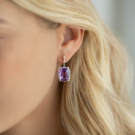Diamond earrings with Amethyst Hawthorn