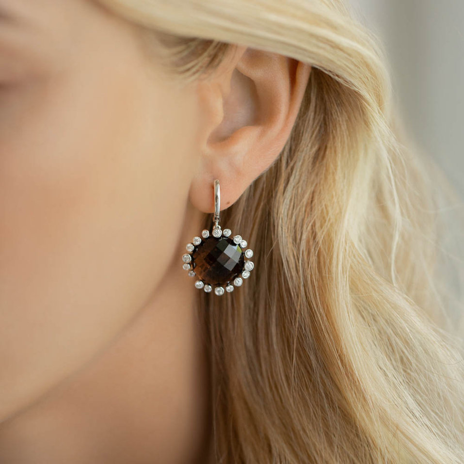 Diamond earrings with Amethyst Sandra