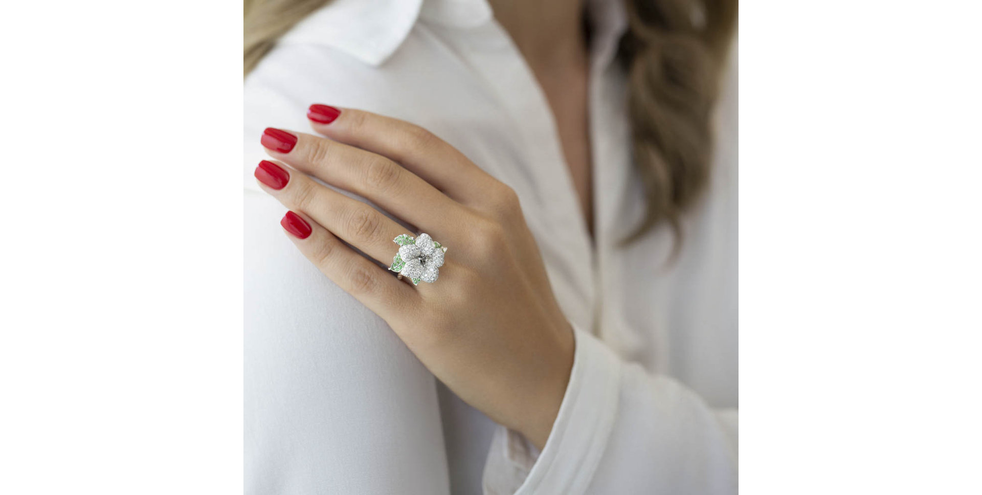 Diamond ring and Garnet Princess Flower