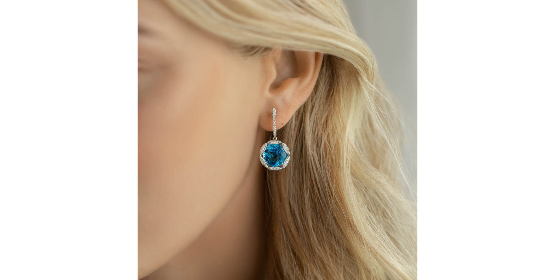 Diamond earrings with Topaz Astral Projection