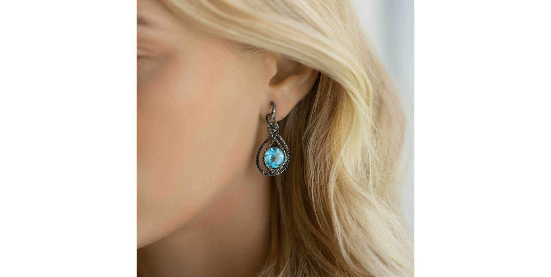 Earrings with Topaz and black diamonds Clio