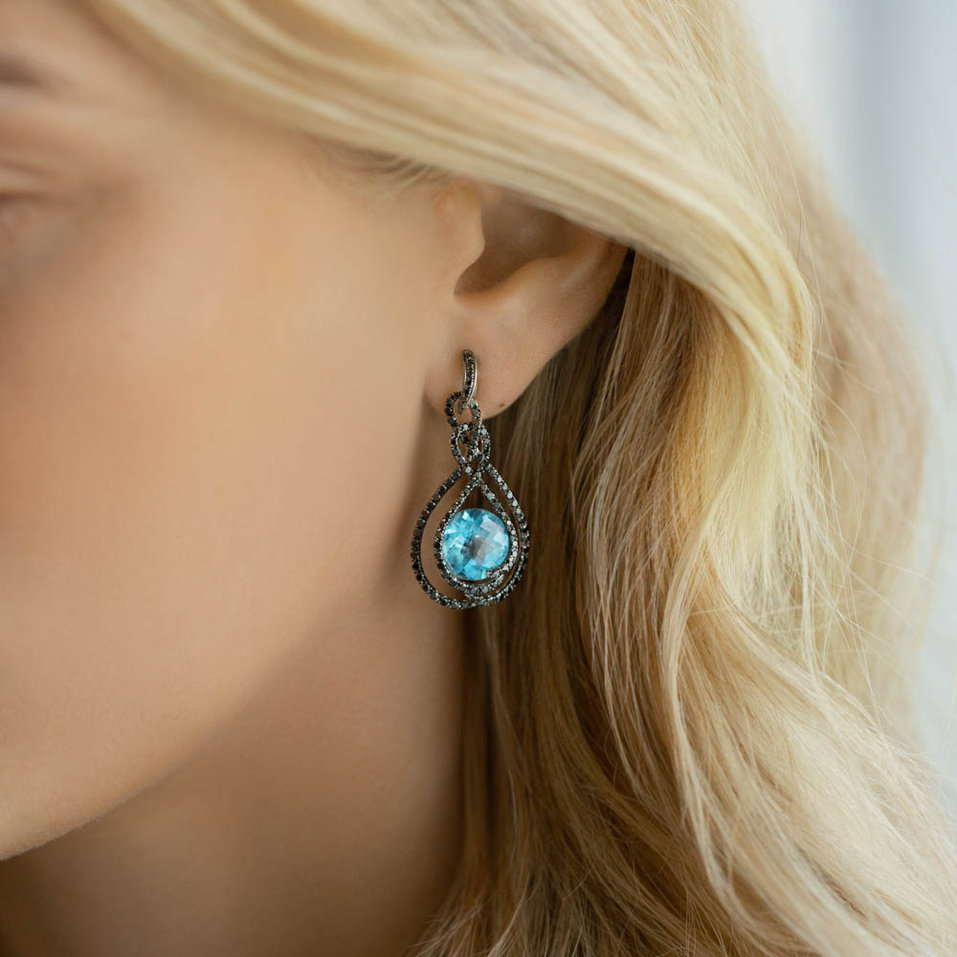 Earrings with Topaz and black diamonds Clio