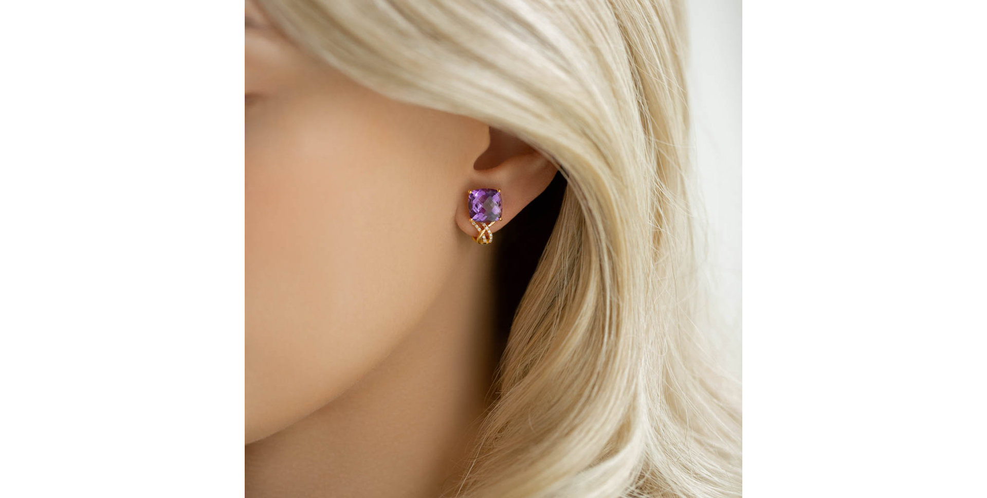 Diamond earrings with Amethyst Velvet Tango
